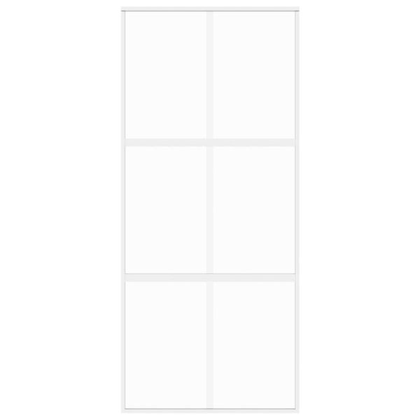 vidaXL Sliding Door White 90x205 cm Tempered Glass and Aluminium