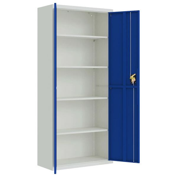 vidaXL File Cabinet Light Grey and Blue 90x40x200 cm Steel
