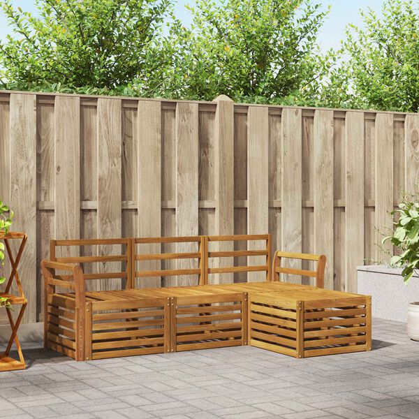vidaXL Sofa Sets 4 pcs Natural Solid Acacia Wood
