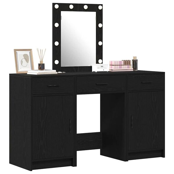 vidaXL Dressing Table with Door Black 50 x 41 x 135 cm Engineered Wood