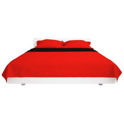 vidaXL Double-sided Quilted Bedspread Red and Black 230x260 cm