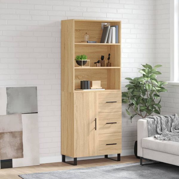 vidaXL Highboard Sonoma Oak 69.5x34x180 cm Engineered Wood