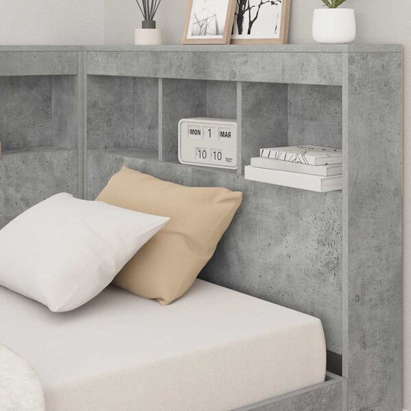 vidaXL Storage Headboard Concrete Grey 90 cm Engineered Wood