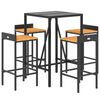 vidaXL 5 Piece Garden Bar Set Black Poly Rattan& Solid Wood Acacia