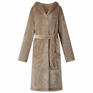 vidaXL Bathrobe Hoodie Camel XXL Flannel