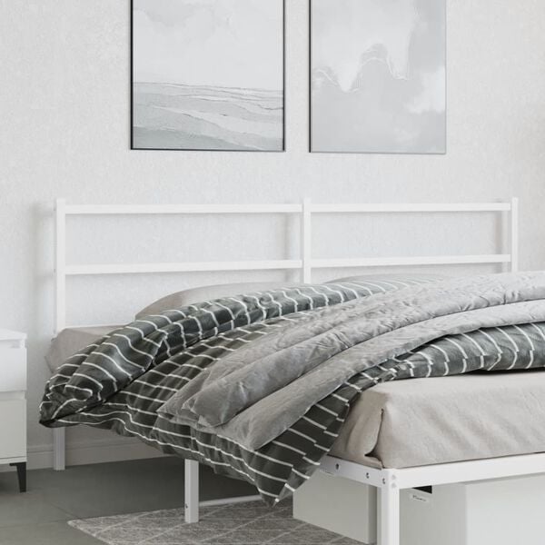 vidaXL Metal Replace Headboard White 193 cm