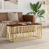 vidaXL Coffee Table Gold Stainless Steel and Solid Wood Reclaimed