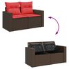 vidaXL 9 Piece Garden Sofa Set with Cushions Brown Poly Rattan Acacia