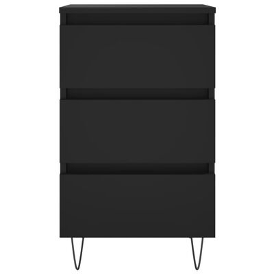 vidaXL Bedside Cabinet Black 40x35x69 cm Engineered Wood