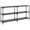 vidaXL Console Table with Black Glass Top 158.5x30x81 cm Steel