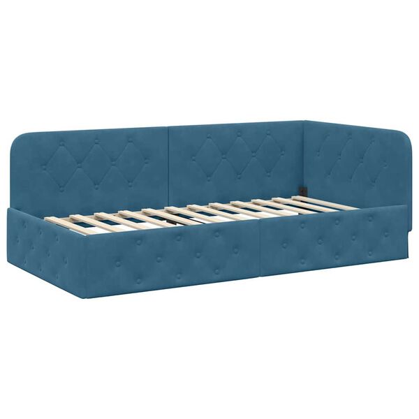 vidaXL Corner Bed Frame with Headboard Blue 100 x 200 cm Velvet