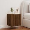 vidaXL TV Wall Cabinet with LED Lights Brown Oak 40.5x35x40 cm