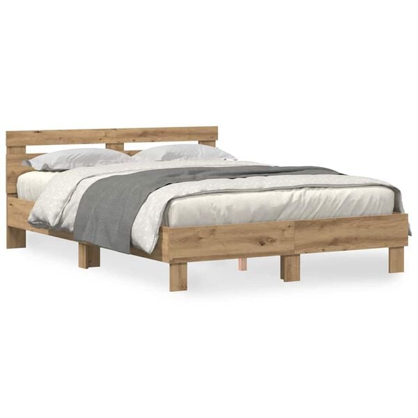 vidaXL Bed Frame Artisan oak 140 x 190 cm Engineered wood