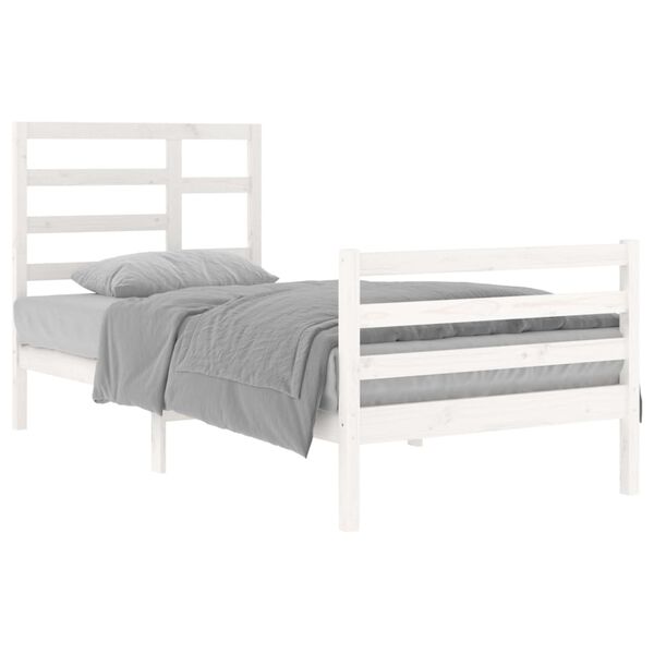 vidaXL Bed Frame without Mattress White Solid Wood 90x200 cm