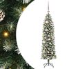 vidaXL Artificial Slim Christmas Tree Green and white 120 cm