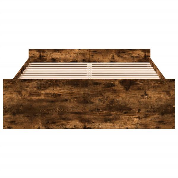 vidaXL Bed Frame with Drawers without Mattress Smoked Oak 135x190 cm Double