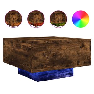 vidaXL Coffee Table with LED Lights Smoked Oak 55x55x31 cm