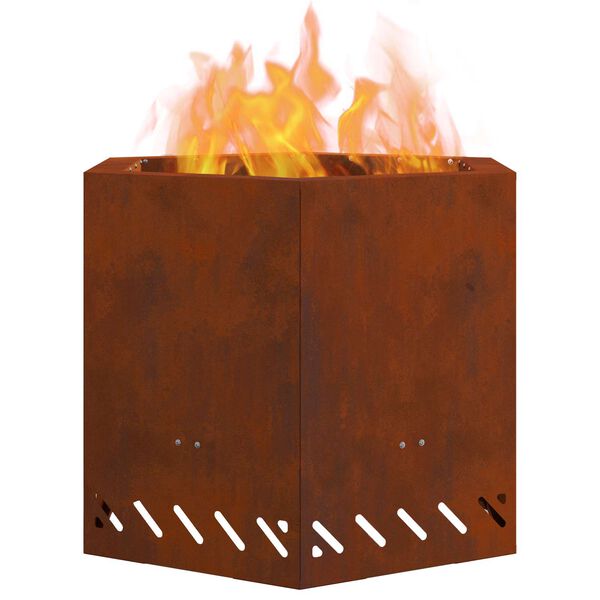 vidaXL Smokeless Fire Pit Brown 58 x 58 x 51 cm Weathering Steel