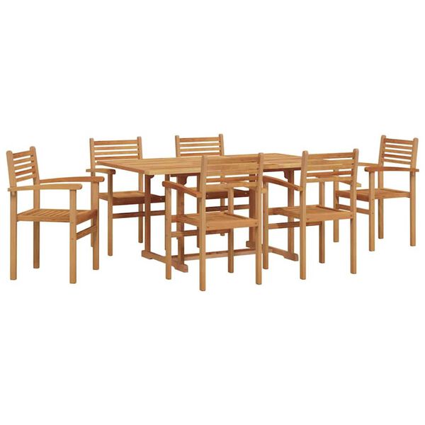 vidaXL Garden Dining Set 7 pcs Natural Solid teak wood