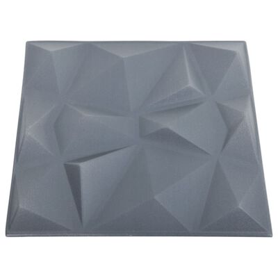 vidaXL 3D Wall Panels 48 pcs 50x50 cm Diamond Grey 12 m²