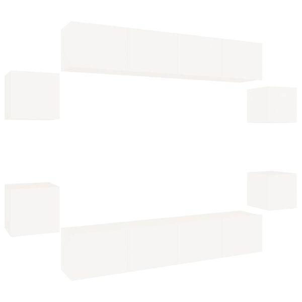 vidaXL 8 Piece TV Cabinet Set White Engineered Wood