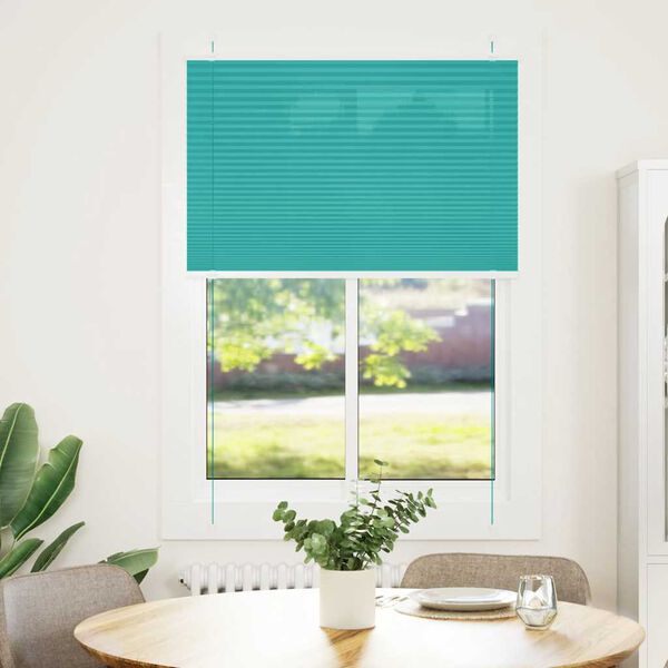 vidaXL Pleated Blind Petrol Green 100x100 cm Fabric Width 99.4 cm Polyester