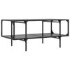 vidaXL Coffee Table with Black Glass Top 98.5x50x45 cm Steel