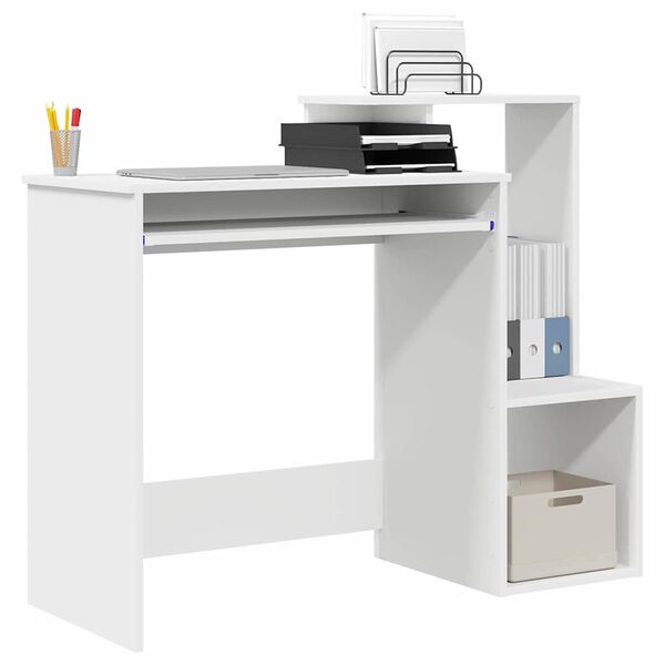 vidaXL Desk with Shelf White 106 x 40 x 88.5 cm Engineered Wood