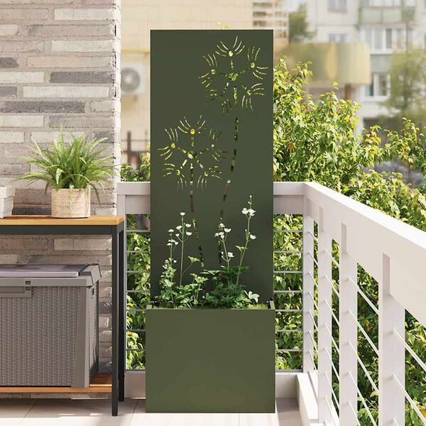 vidaXL Garden Privacy Screen Olive green 50 x 140 cm Cold-rolled steel