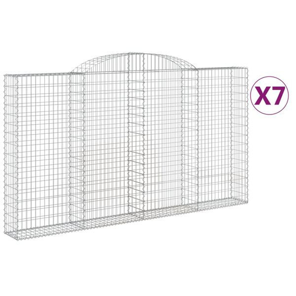 vidaXL Arched Gabion Baskets 7 pcs 300x30x160/180 cm Galvanised Iron
