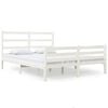 vidaXL Bed Frame without Mattress White Solid Wood Small Double