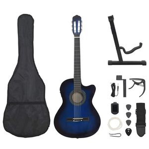 vidaXL 12 Piece Western Guitar Set with Equalizer and 6 Strings Blue