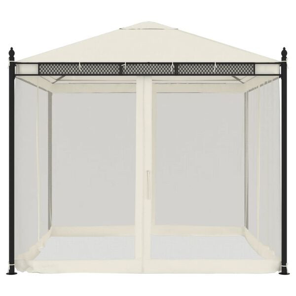 vidaXL Gazebo with Mesh Walls Cream 2.93x2.93 m Steel