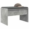 vidaXL Hall Bench with Cushion Concrete Grey 63 x 38 x 40 cm