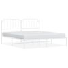 vidaXL Metal Bed Frame without Mattress with Headboard White 183x213cm