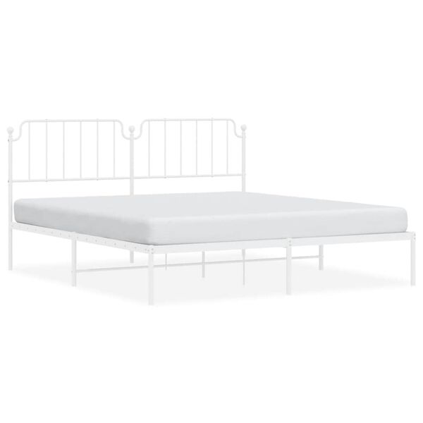 vidaXL Metal Bed Frame without Mattress with Headboard White 183x213cm