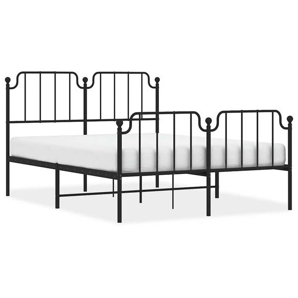 vidaXL Metal Bed Frame without Mattress with Footboard&nbsp;Black 150x200cm