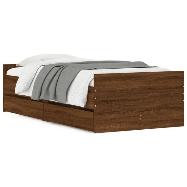 vidaXL Bed Frame without Mattress Brown Oak 75x190 cm Small Single Small Single