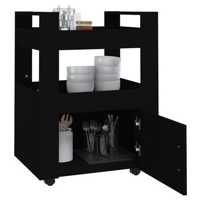 vidaXL Kitchen Trolley Black 60x45x80 cm Engineered Wood