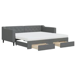 vidaXL Daybed with Trundle and Drawers Dark Grey 90x190 cm Fabric