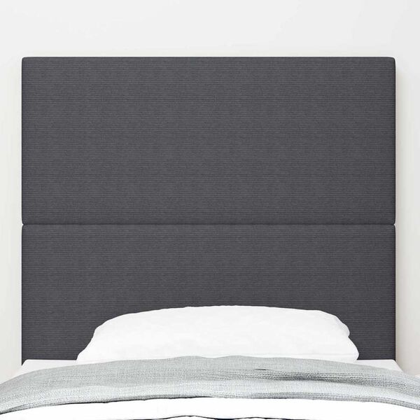 vidaXL LED Headboard with LED Strip Lights Dark grey 80 cm Fabric