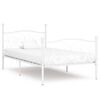 vidaXL Bed Frame without Mattress with Slatted Base White Metal 100x200 cm