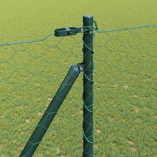 vidaXL Fence Post Green 50 x 1.6 m (50 mm mesh) Steel and PVC