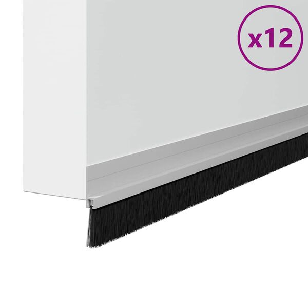 vidaXL Self-adhesive Door Brush Seals 12 pcs Silver 100 cm