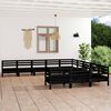 vidaXL 11 Piece Garden Lounge Set Black Solid Wood Pine