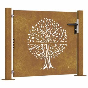 vidaXL Garden Gate 100x75 cm Corten Steel Tree Design