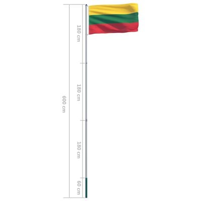 vidaXL Lithuania Flag and Pole Aluminium 6 m