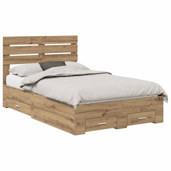 vidaXL Bed Frame with Drawer with Headboard Manual Engineered Wood