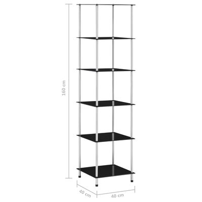 vidaXL 6-Tier Shelf Black 40x40x160 cm Tempered Glass