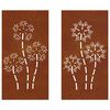 vidaXL Garden Wall Decorations 2pcs 105x55cm Corten Steel Flower Design